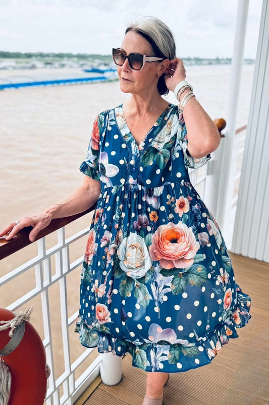 Liberty Dress	- Navy Spotty Floral