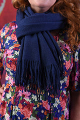 Close-up of the Annah Stretton navy Dolly Scarf