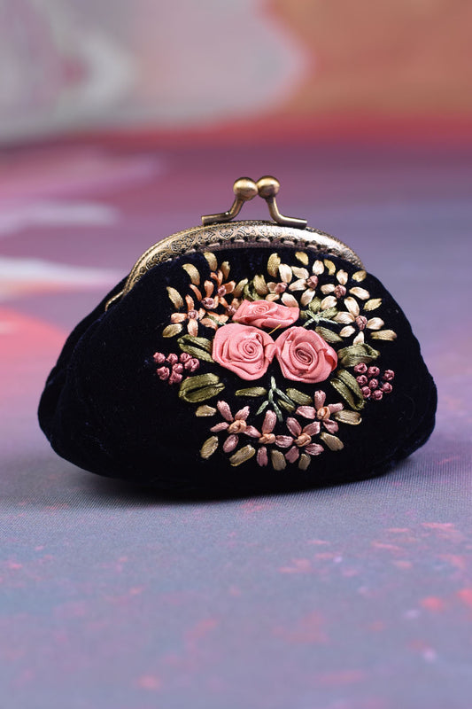 The Annah Stretton Edna Velvet purse in navy