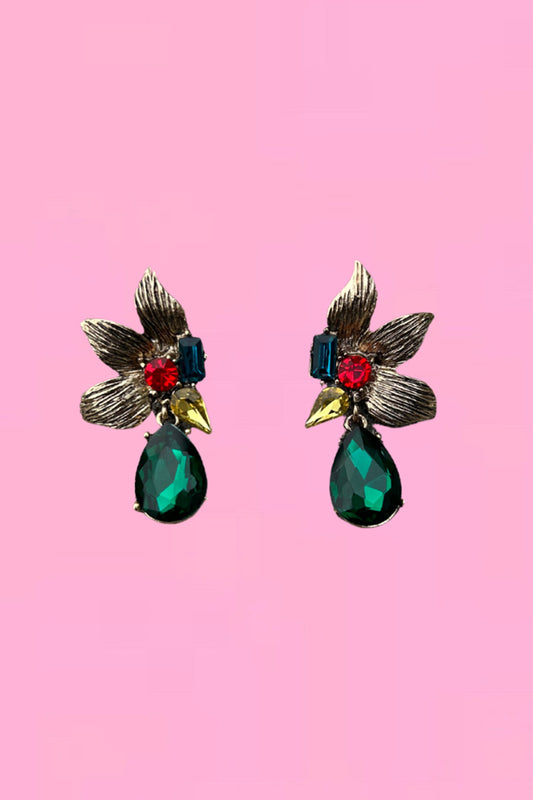 The Annah Stretton Flora Drop earring in green