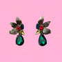 Flora Drop Earrings - Green