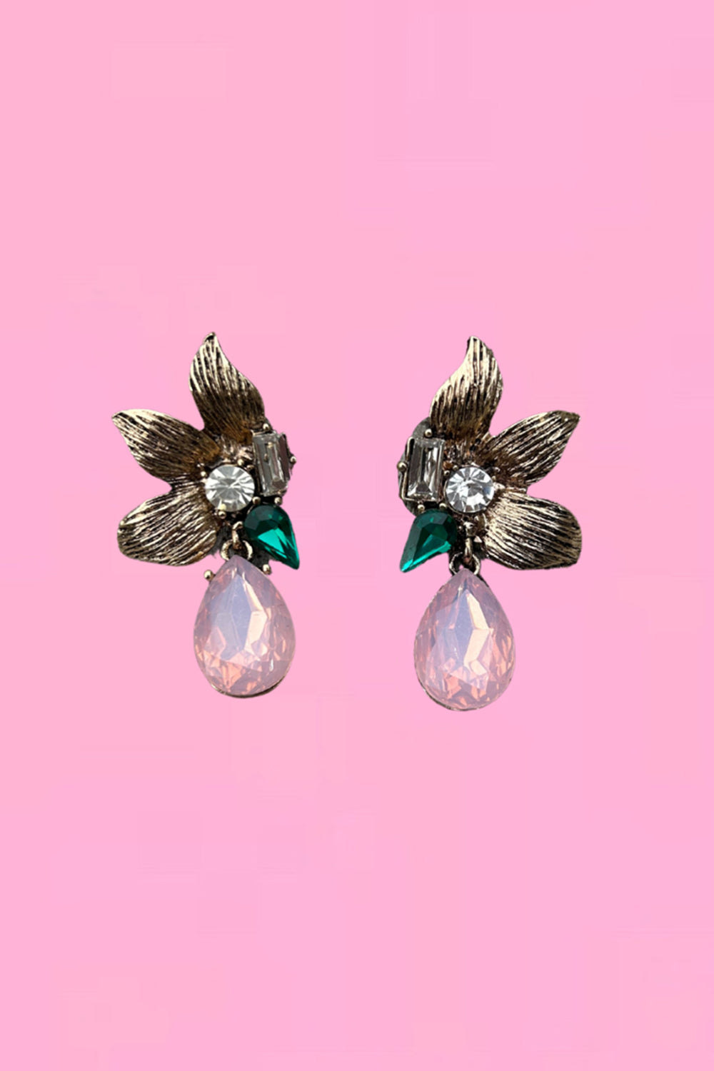 The Annah Stretton Flora Drop earring in pink