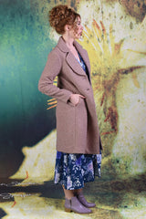 Side of model wearing the Annah Stretton Heloise Coat
