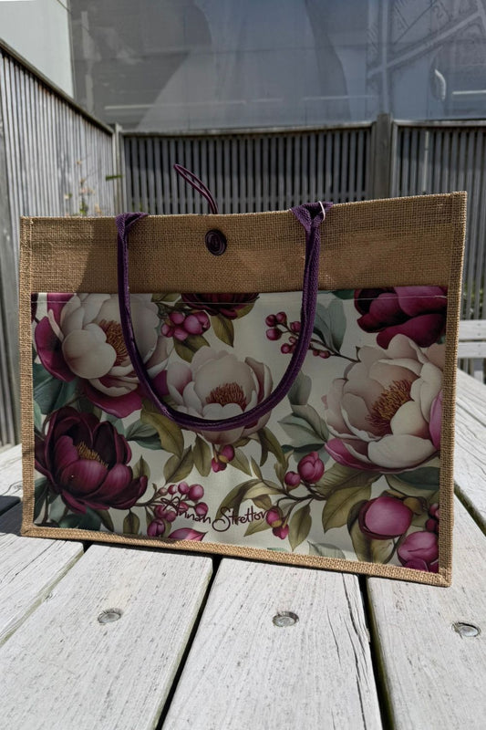 Jute Bag - Crimson Whisper