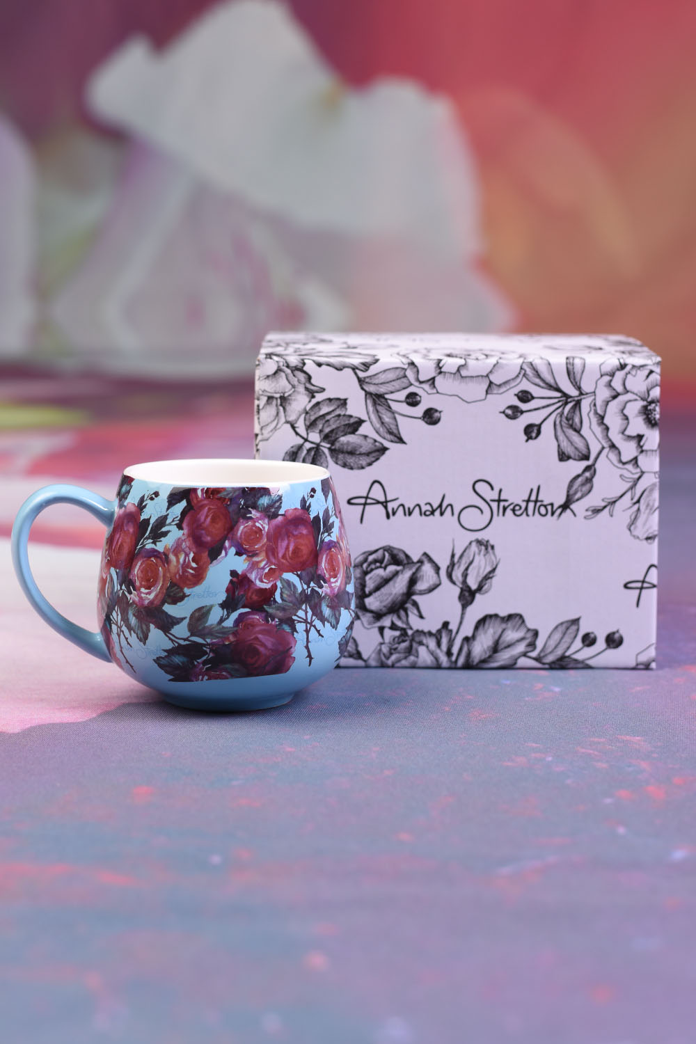 The Annah Stretton coffee mug in sky floral