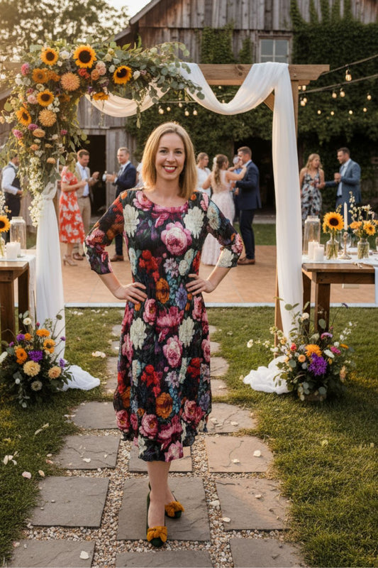 Nancy Pleated Dress - Floral Waltz