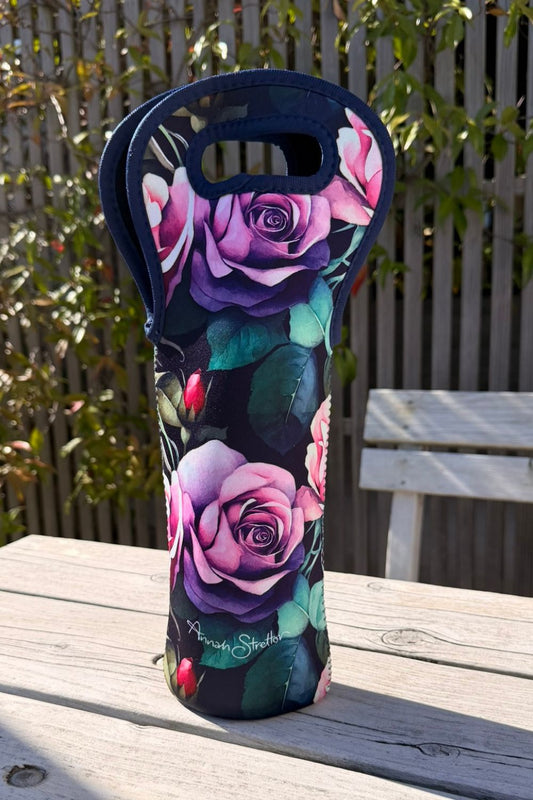 Navy Reverie neoprene wine cooler bag Annah Stretton