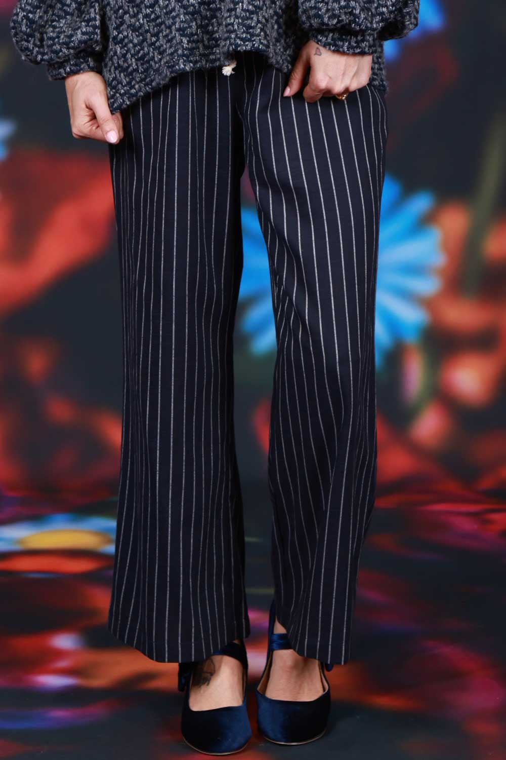 Aria Pants Navy Stripe Annah Stretton