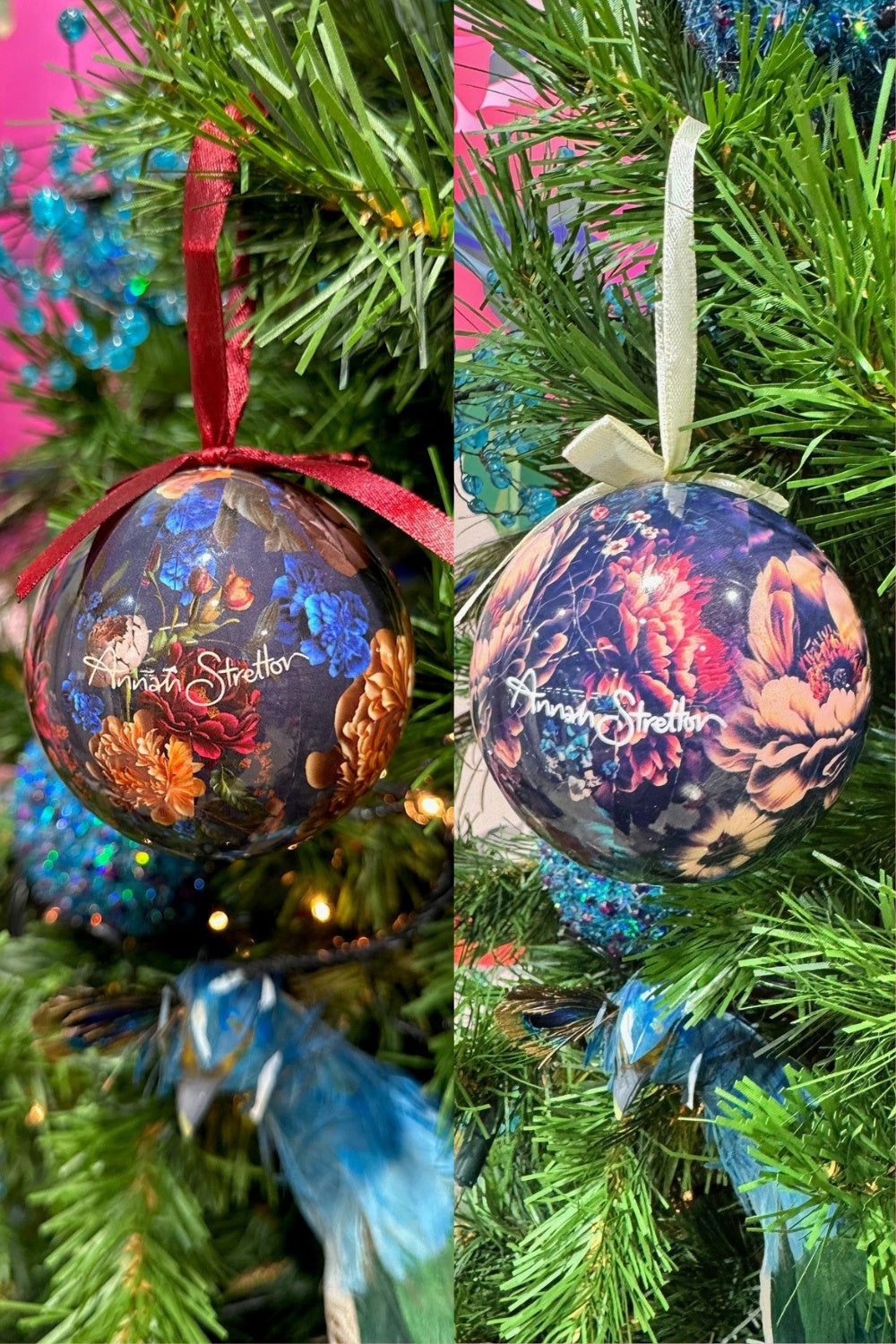 Mixed pack of 6 baubles – festive décor in Annah Stretton signature prints