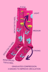 Cerise Floral Compression Socks