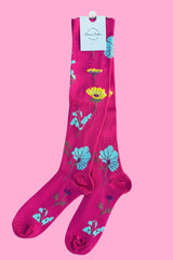 Cerise Floral Compression Socks