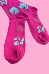 Cerise Floral Compression Socks