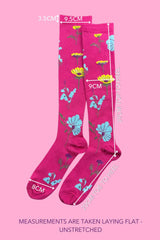 Cerise Floral Compression Socks