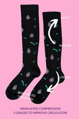 Midnight Bloom Graduated Compression Socks for Women