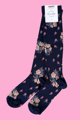 Annah Stretton Compression Socks – Navy Petals