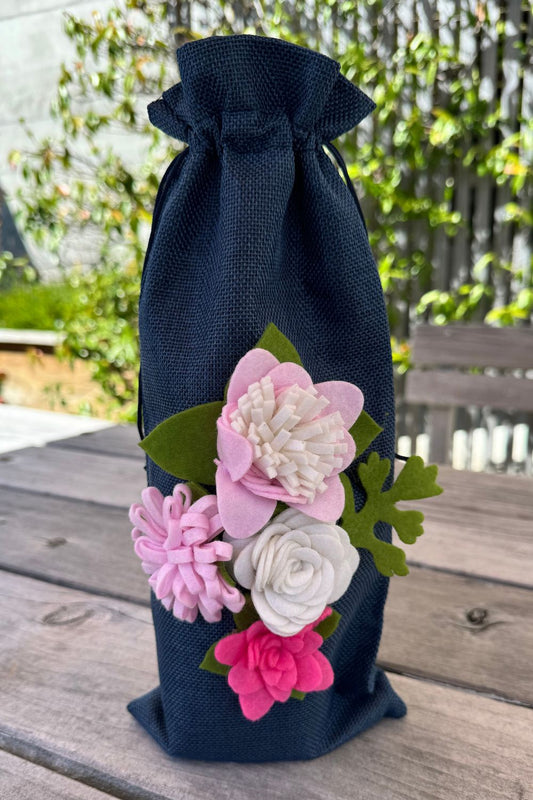 AS Wine Gift Bag - Navy Floral