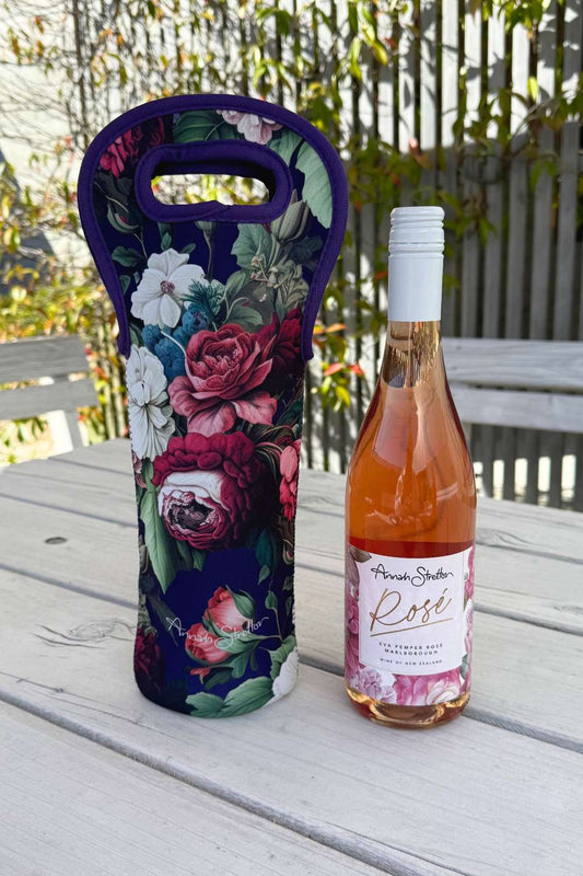 AS Neoprene Wine Bag - Navy J'adore Roses | PRE ORDER END OF MAY