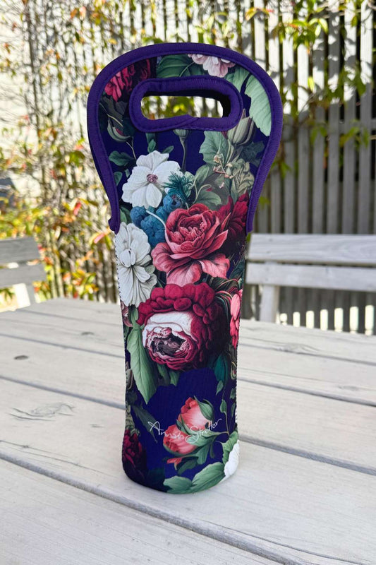 AS Neoprene Wine Bag - Navy J'adore Roses | PRE ORDER END OF MAY