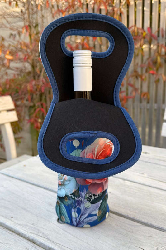 AS Neoprene Wine Bag - Navy Spotty Floral