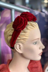Velvet Rose Headband - Rouge