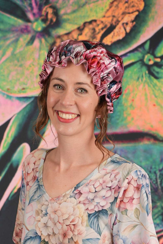 AS Shower Cap - Crimson Bloom
