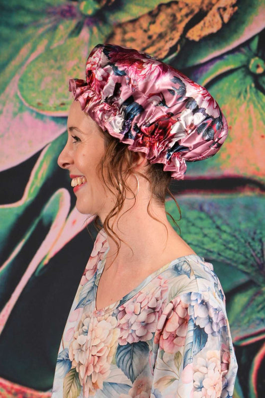 AS Shower Cap - Crimson Bloom