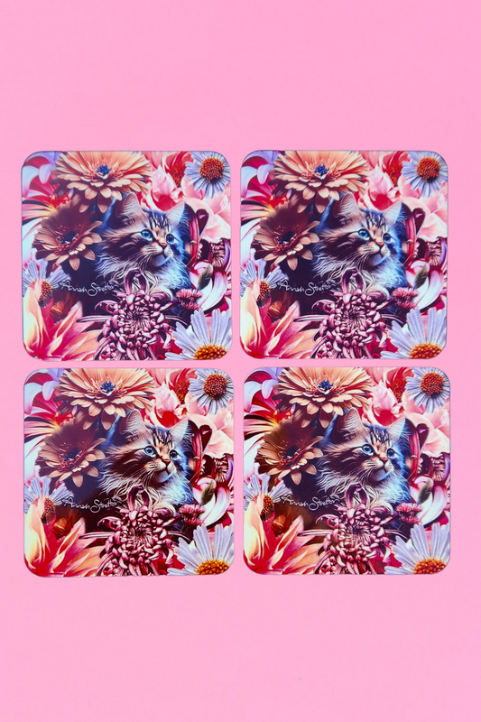 AS Square Coaster - Set of 4 - Kitten Love