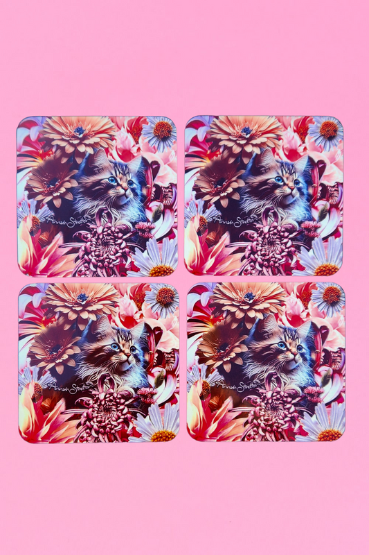 AS Square Coaster - Set of 4 - Kitten Love | BUY 1 GET 1 HALF PRICE