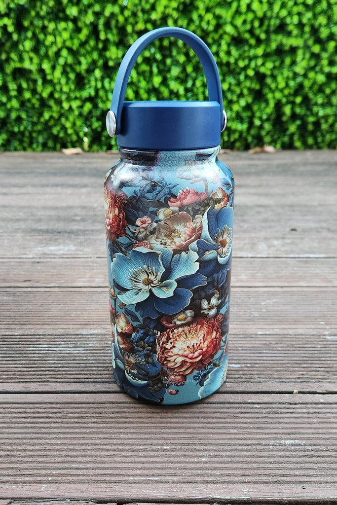Blue Bloom Stainless Steel Water Bottle – 750ml Insulated Annah
