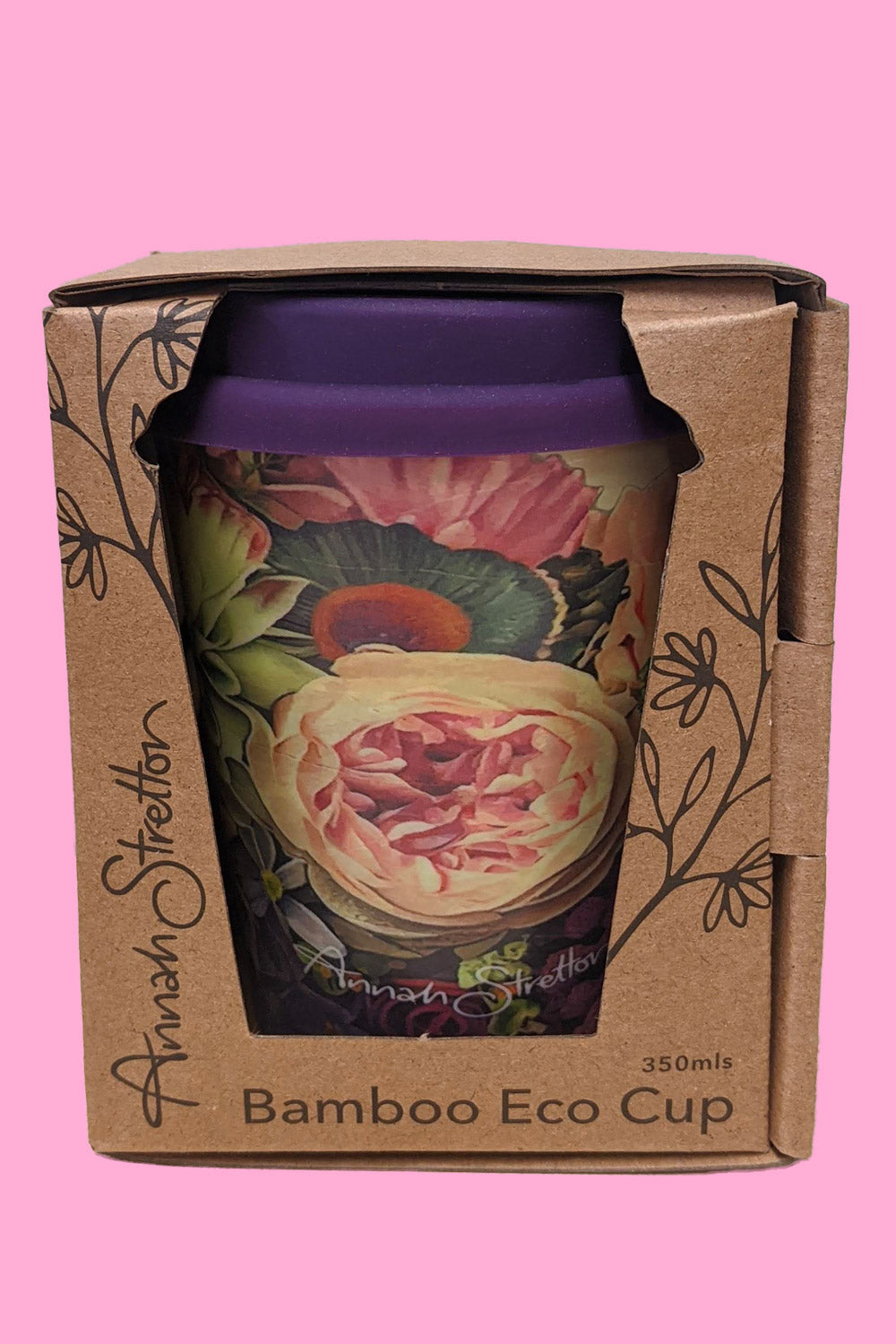 Bamboo Eco Coffee Cup - Peony - Annah Stretton