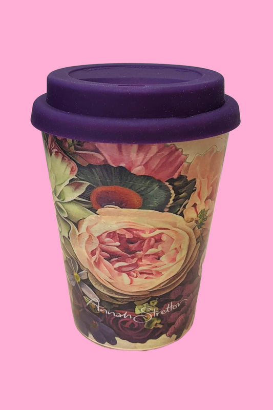 Bamboo Eco Coffee Cup - Peony - Annah Stretton