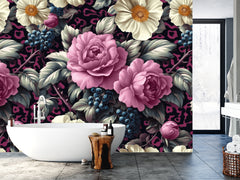 Jungle Mulberry Floral Mural Wallpaper - 2.7m x 3m
