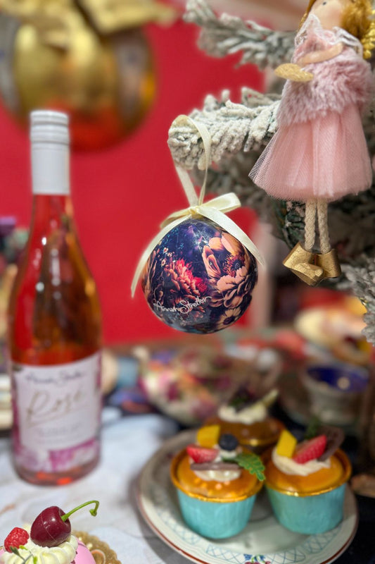 Annah Stretton Christmas baubles set of 6 – Navy Florini & Night Garden prints