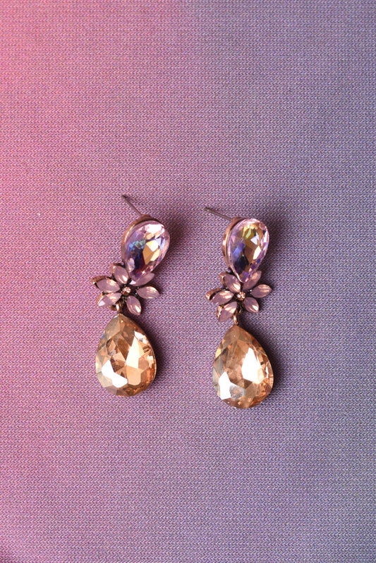 Bejewelled Drop Earrings - Gold