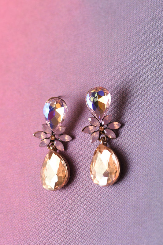 Bejewelled Drop Earrings - Gold