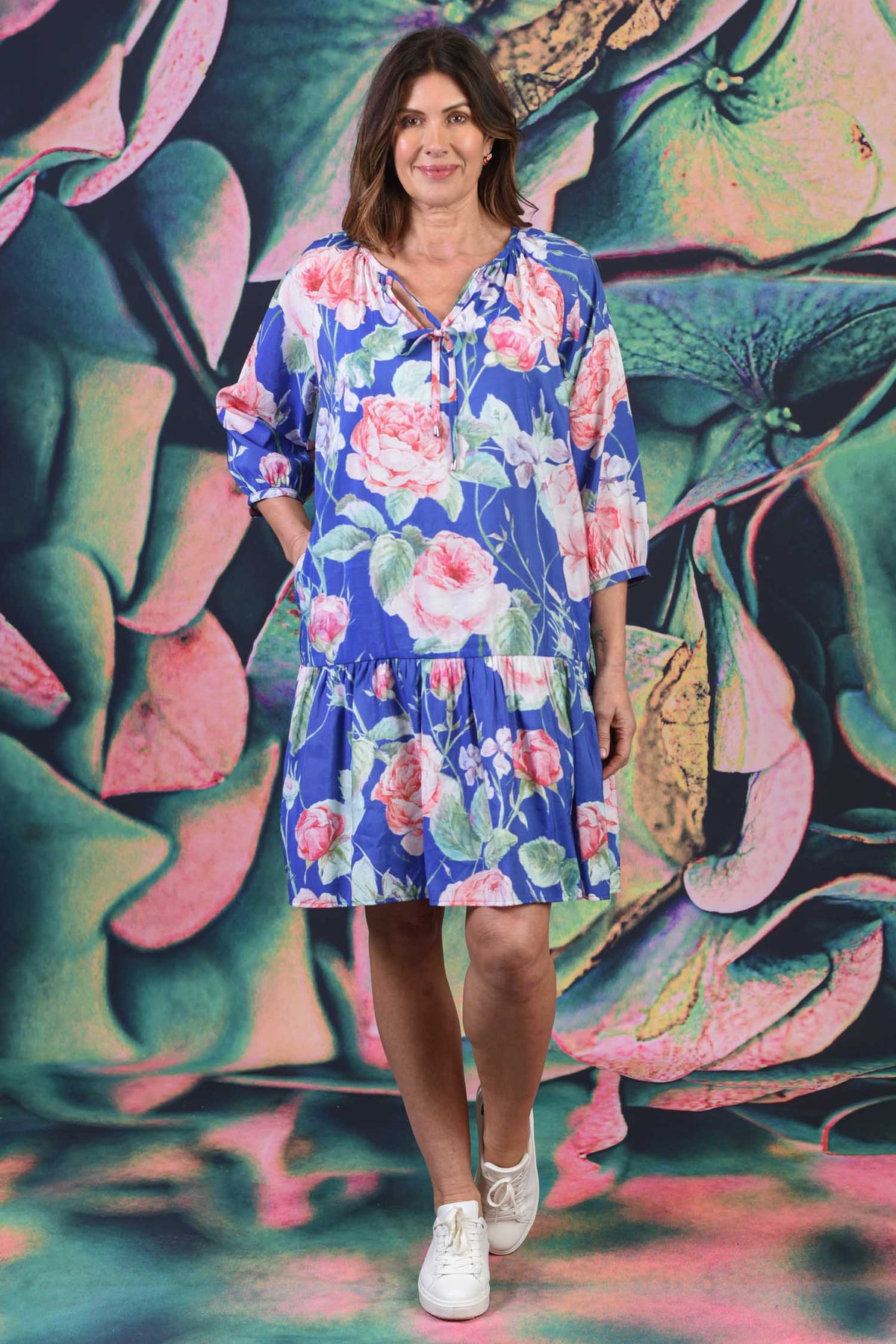 Bella Dress Rambling Rose – women’s drop waist floral dress