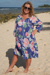 Lightweight drop waist dress styled for warm weather