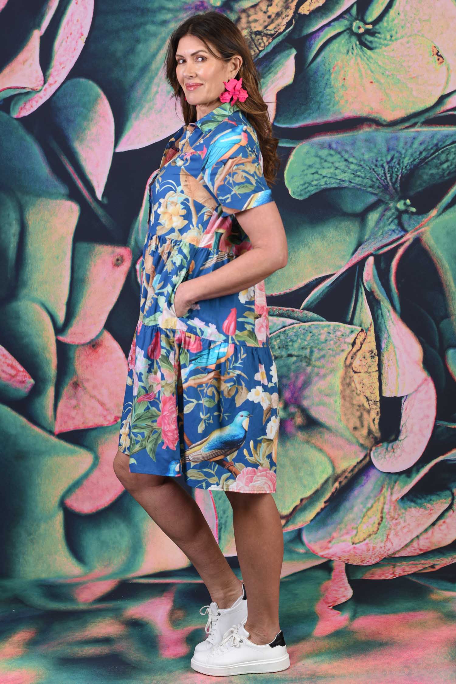 Bluebell Dress Blue Bird Beauty | Women's 100% Cotton Dress Annah Stretton Bluebell Dress Blue Bird Beauty | Women's 100% Cotton Dress Annah Stretton
