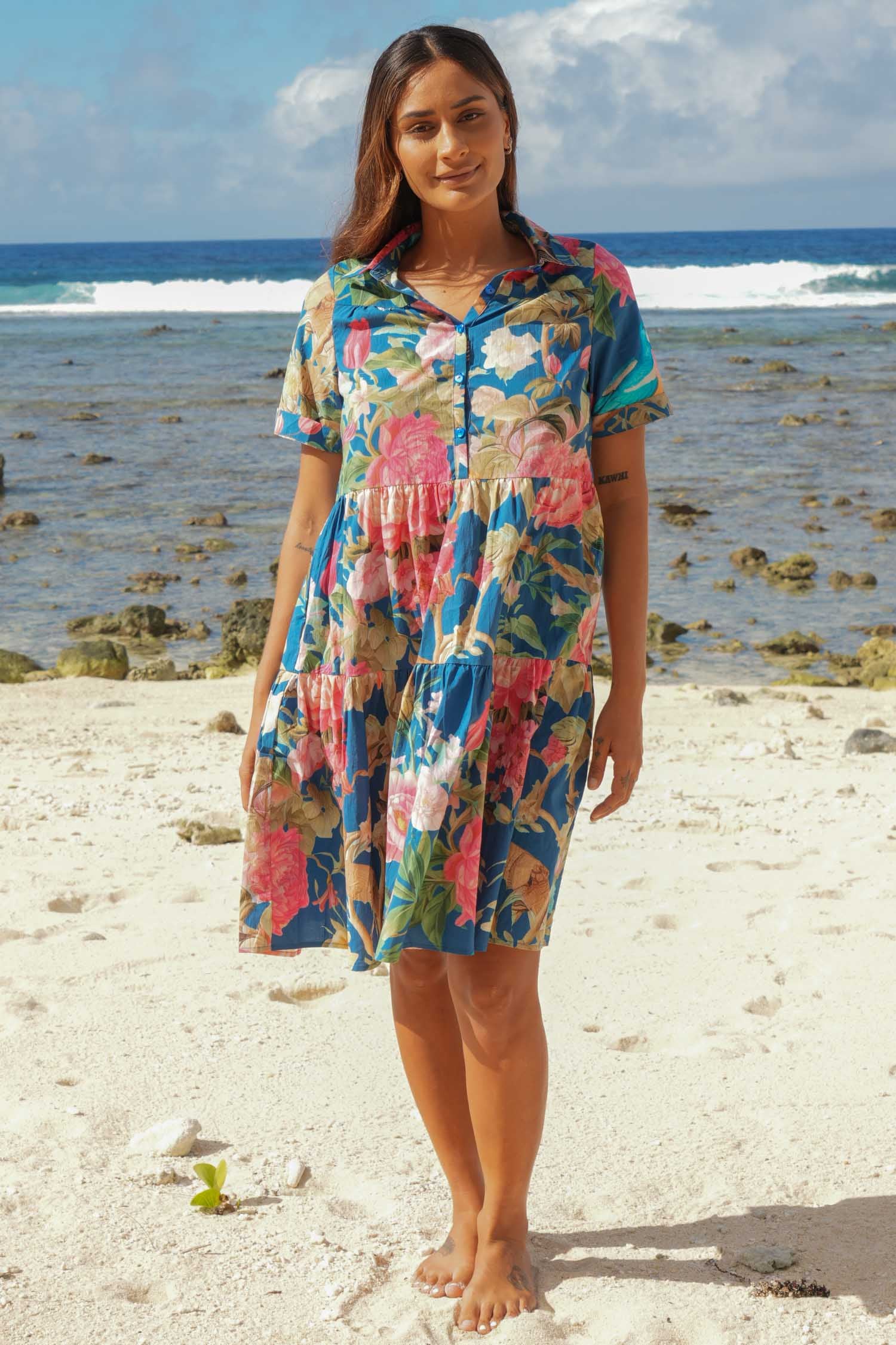Bluebell Dress Blue Bird Beauty | Women's 100% Cotton Dress Annah Stretton Bluebell Dress Blue Bird Beauty | Women's 100% Cotton Dress Annah Stretton