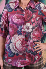 Bubbles Of Joy Blouse - Crimson Bloom