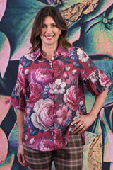 Bubbles Of Joy Blouse - Crimson Bloom