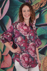 Bubbles Of Joy Blouse - Crimson Bloom