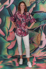Bubbles Of Joy Blouse - Crimson Bloom