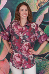 Bubbles Of Joy Blouse - Crimson Bloom