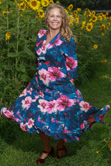 Garden Glitch floral midi dress womens