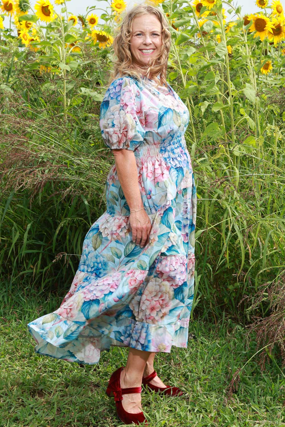 Indie Dress Misted Hydrangea cotton dress