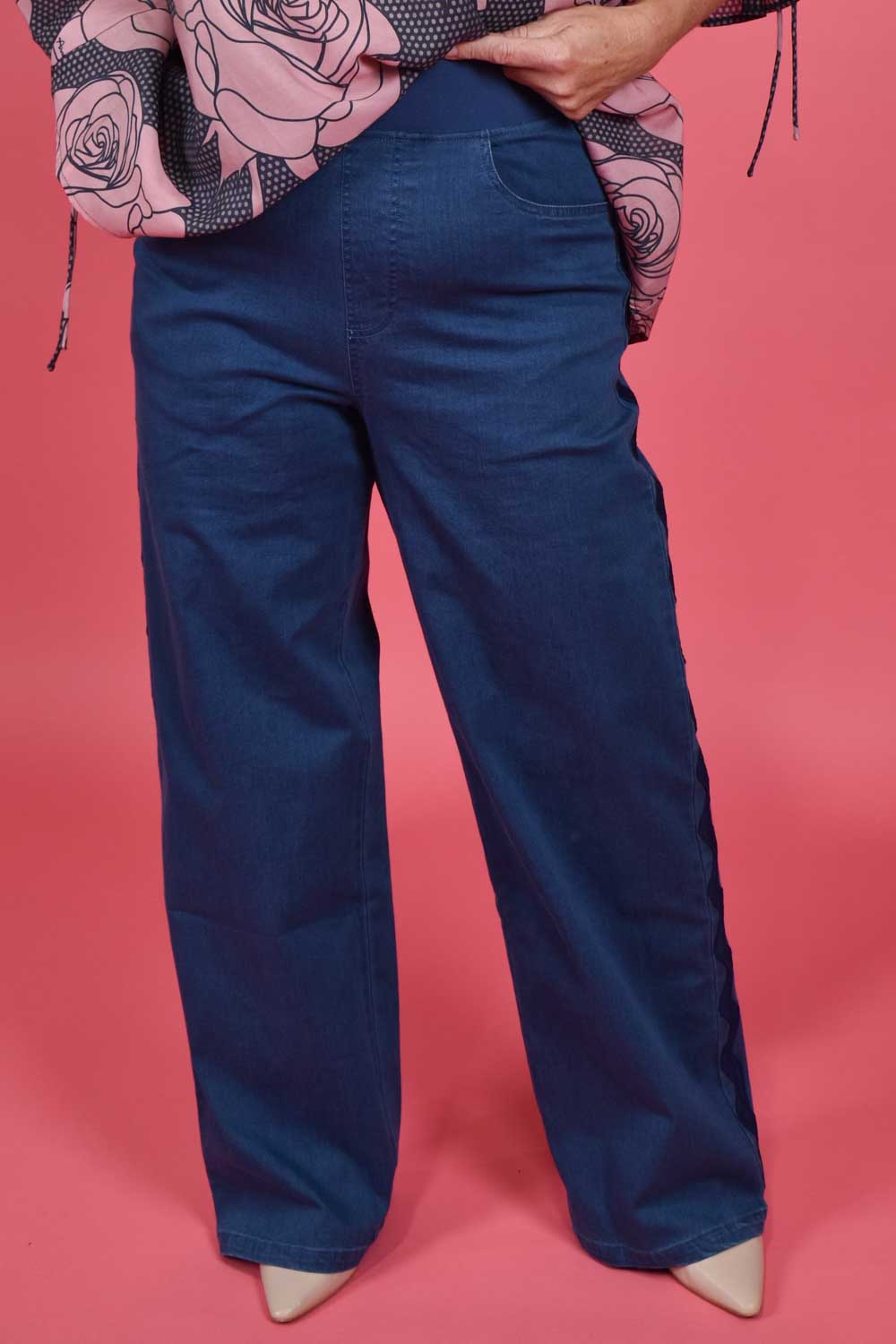 navy stretch jeans high waist