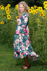 V neck tiered dress frill sleeves