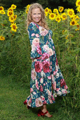 A line floral midi dress NZ designer
