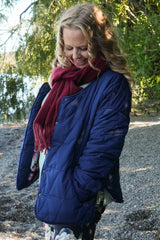 Lightweight winter puffer jacket womens navy